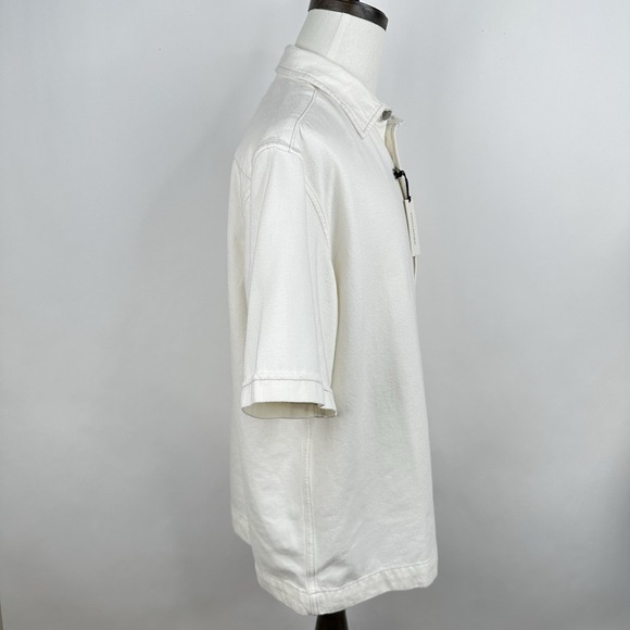 NWT Banana Republic Men's Relaxed Fit Denim Short Sleeve Shirt LARGE Ecru Cotton - Picture 10 of 13